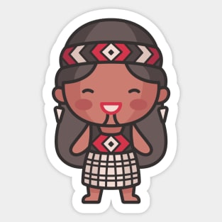 Cute Maori Girl Cartoon Character Sticker